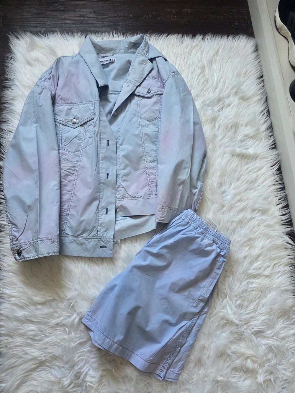 Acne Studio Pastel Iridescent Jacket and Skirt Set